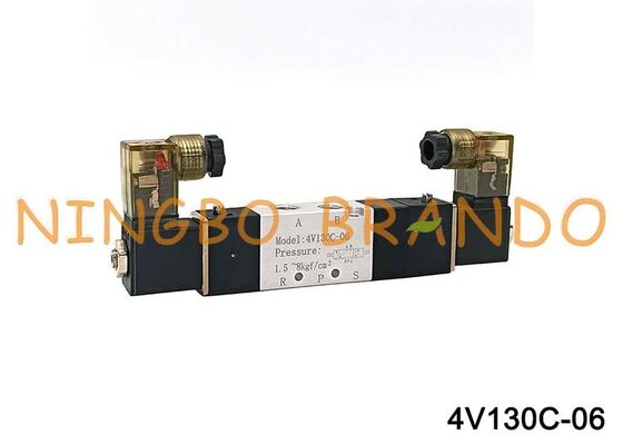 Airtac Tip 4V130C-06 Solenoid Hava Valfi 3 Pozisyon 5 Port 1/8 '' Pnömatik Kontrol Vanası