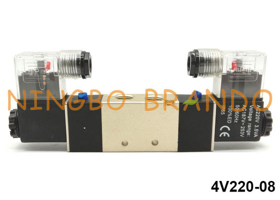 1/4 '' 4V220-08 Airtac Tipi Pnömatik Solenoid Valf 5 Yollu 2 Pozisyon 220V