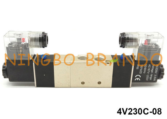 4V230C-08 Airtac Tipi Pnömatik Solenoid Valf 1/4 '' 5 Yollu 3 Pozisyon 24V