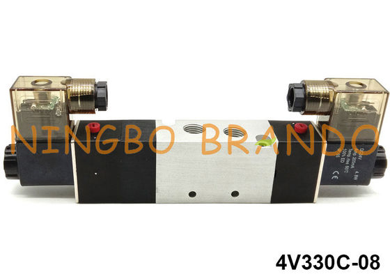 4V330C-08 Airtac Tipi Pnömatik Solenoid Valf 1/4 '' 5/3 Yollu 24VDC