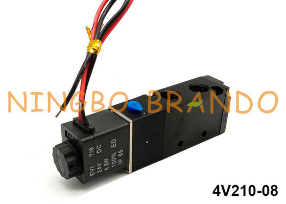 5 Yollu 2 Pozisyonlu Pnömatik Solenoid Valf Airtac Tip 4V210-08 24V DC