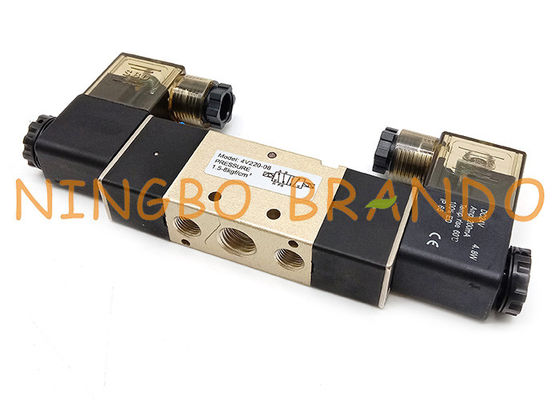 4V220-08 1/4'' Terminal Kutusu 5/2 Yollu Çift Solenoid Pnömatik Valf