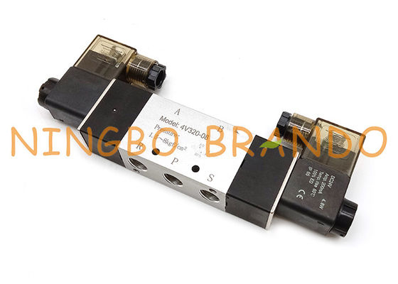 4V320-08 1/4'' 5/2 Yollu DIN Konnektörlü Çift Solenoid Pnömatik Valf