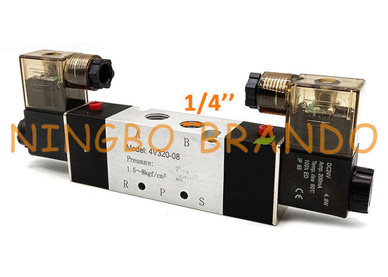 4V320-08 1/4 İnç 5/2 Yollu Çift Bobinli Pnömatik Solenoid Valf