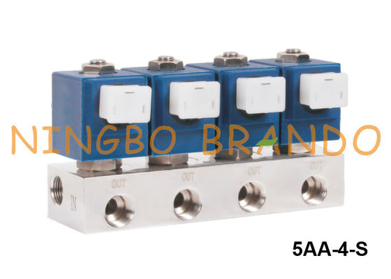 Manifolda Monte Paslanmaz Çelik Solenoid Valf 1/4'' 3/8'' 1/2'' 24V 220V