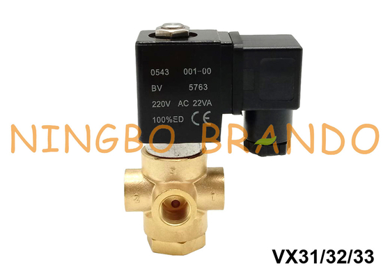 ASCO Tip 3 Yollu Pirinç Solenoid Valf Su İçin 1/8'' 1/4'' 24V 220V